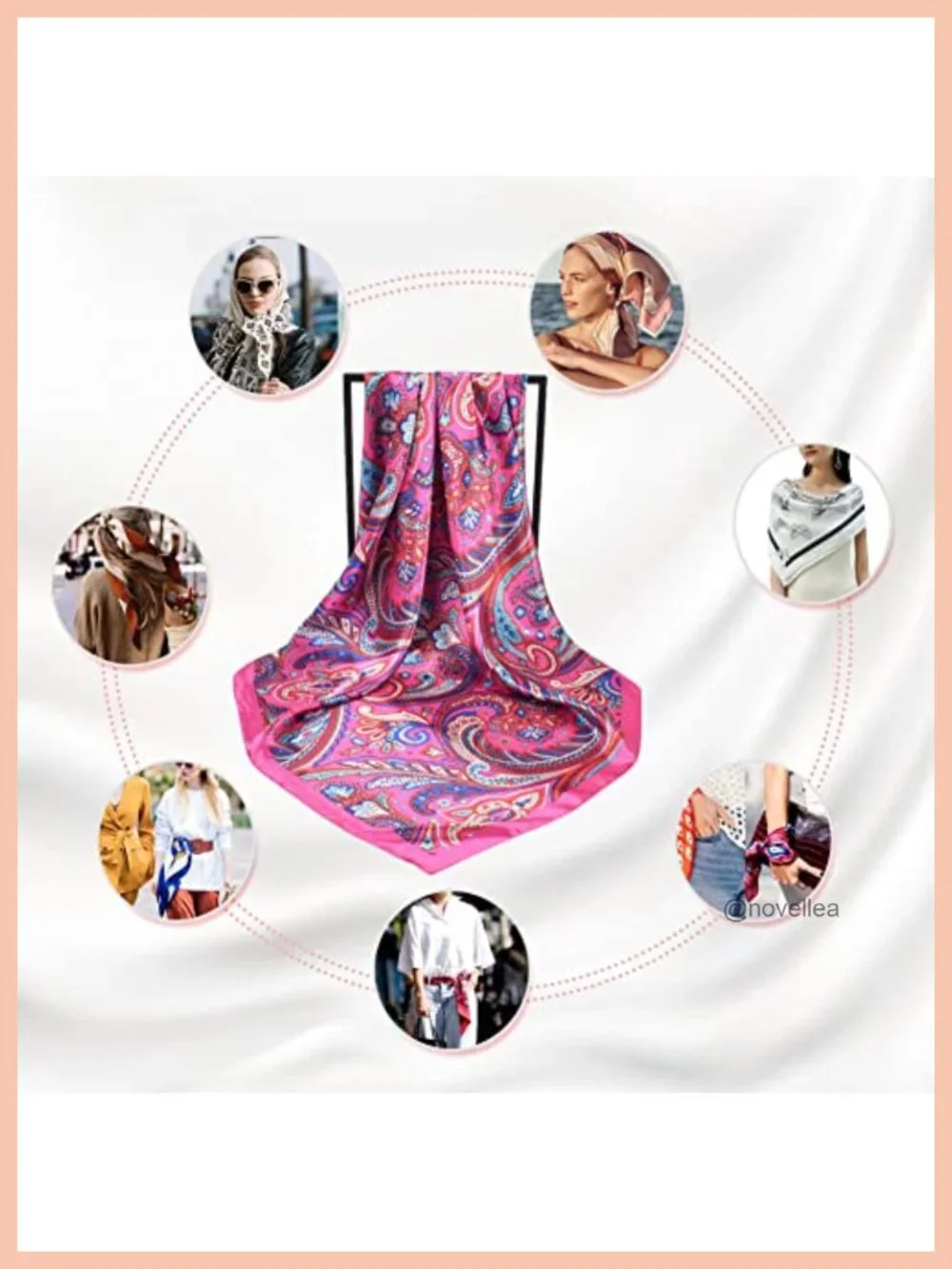 4-Pack Polyester Silk-Like Large Square Scarf Shawl